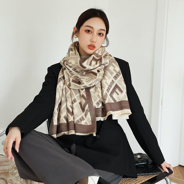 

scarves winter female cashmere pashmina scarf women thick double-sided shawl lady travel design bufanda mujer, Blue;gray