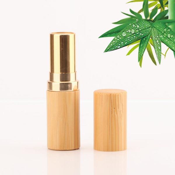 

storage bottles & jars 5ml makeup bamboo design empty golden lip gloss container lipstick tube diy cosmetic tubes