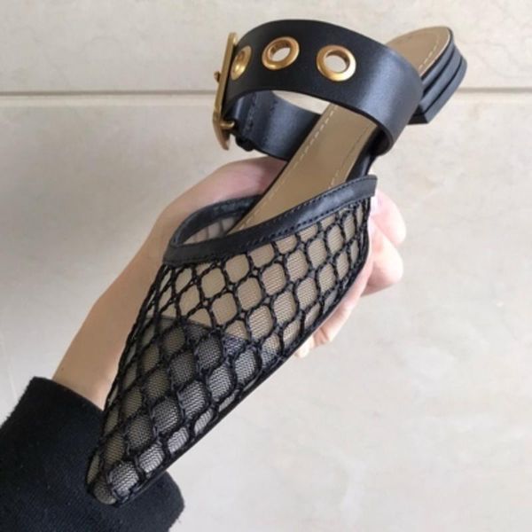 

sandals 2021 fashion pointed flat rivet shallow mouth slippers women, Black