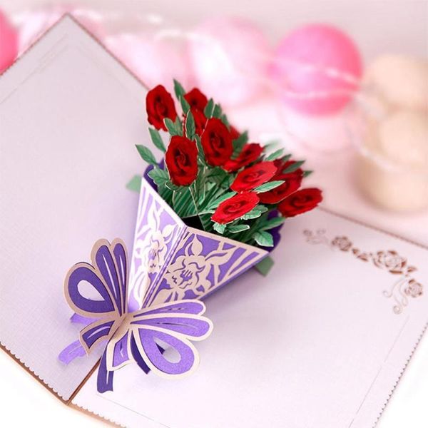 

greeting cards 3d love card valentine christmas birthday rose qedding q6t2