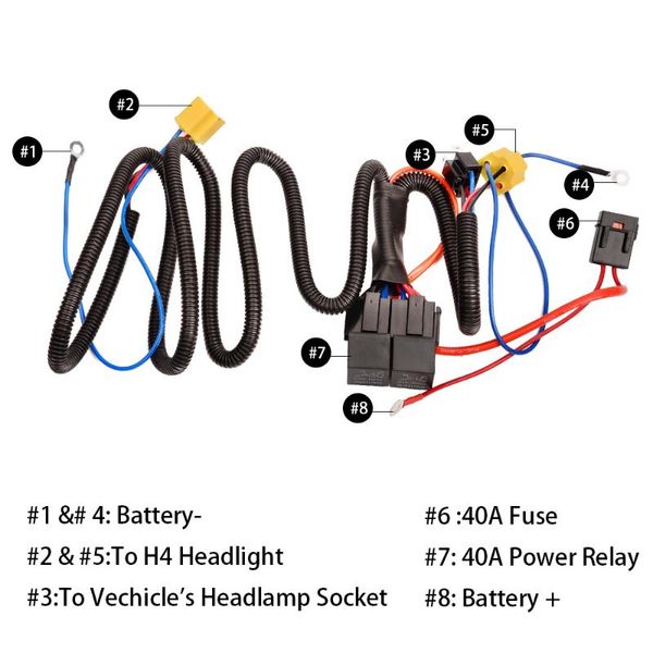 

other lighting system yunpicar 1set 2 headlight harness h4 relay