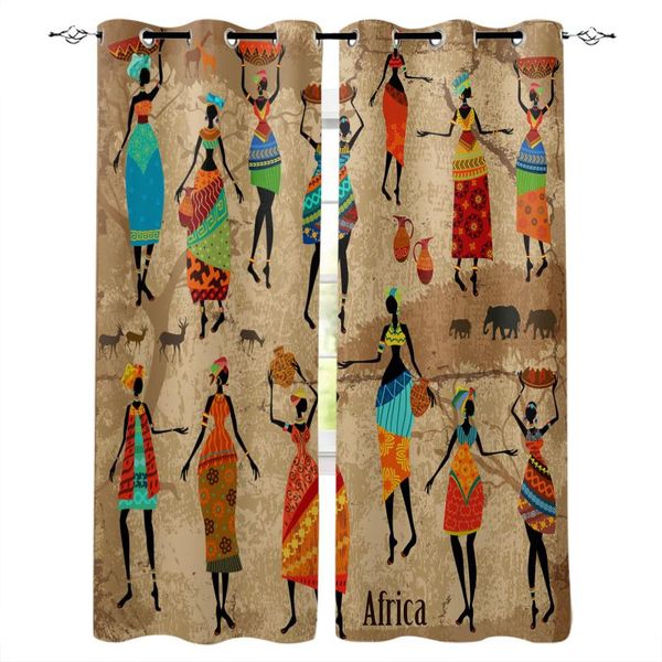 

curtain & drapes african woman dance culture vase blackout for the bedroom living room kitchen panel study