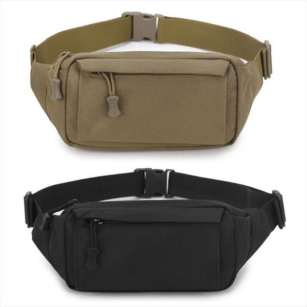

men fanny pack chest shoulder waist bags with 3 pockets nylon minitary zipper belt black khaki
