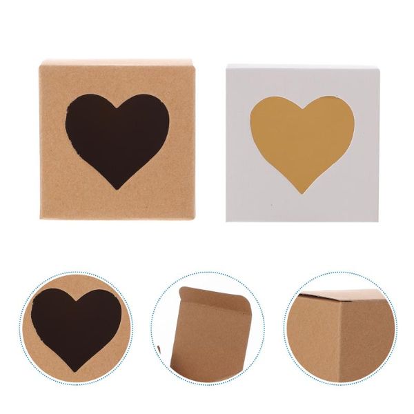 

60pcs square kraft paper boxes candy gift cake packing heart-shaped wrap