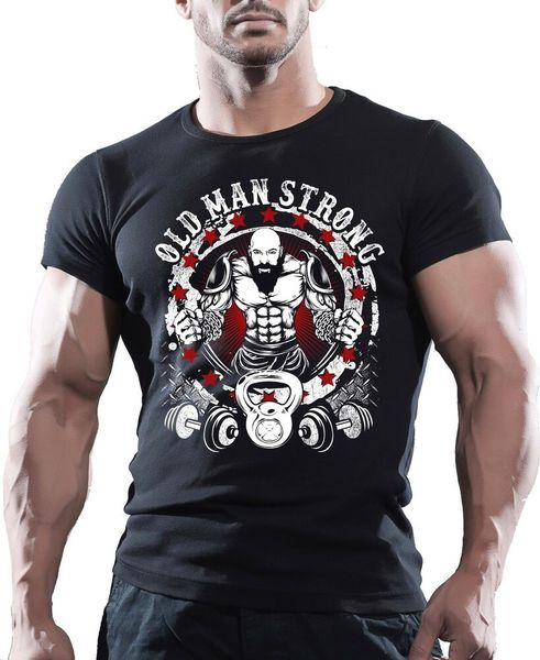 

old man strong mens gym motivation t-shirt training bodybuilder mma, White;black