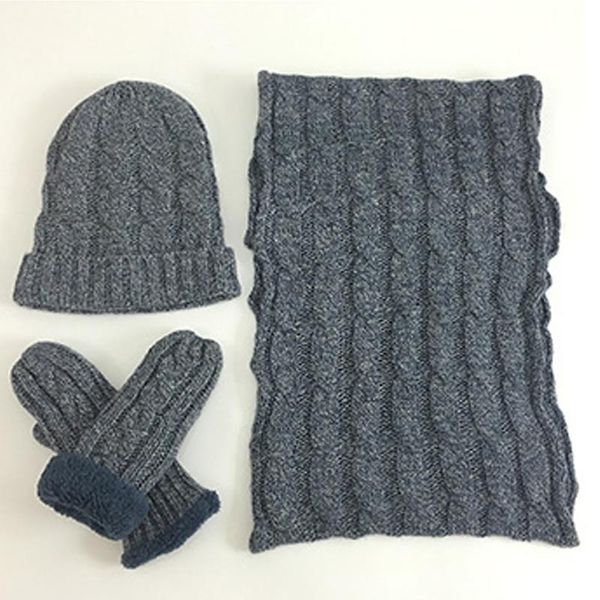 

hats, scarves & gloves sets men beanie hat winter soft snowboard fashion solid ski thermal neck glove knitted warm neckerchief scarf, Blue;gray