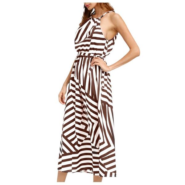 

casual dresses women's striped patchwork for women bohemian sleeveless geometric print loose frenulum dress tank robe, Black;gray