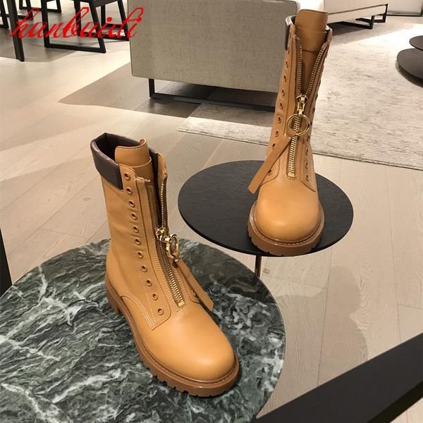 

dress shoes trendy locomotive women winter leather platform design metal decorative zipper solid color shose, Black