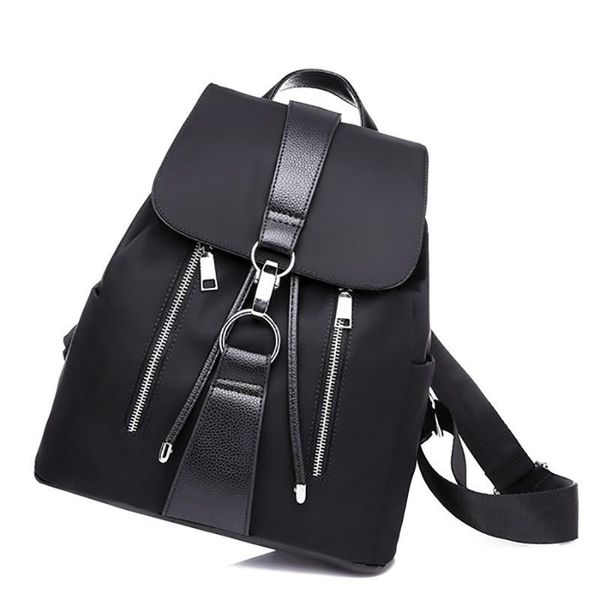 

backpack style women school bags for teenager girls nylon zipper lock design black femme mochila female fashion sac