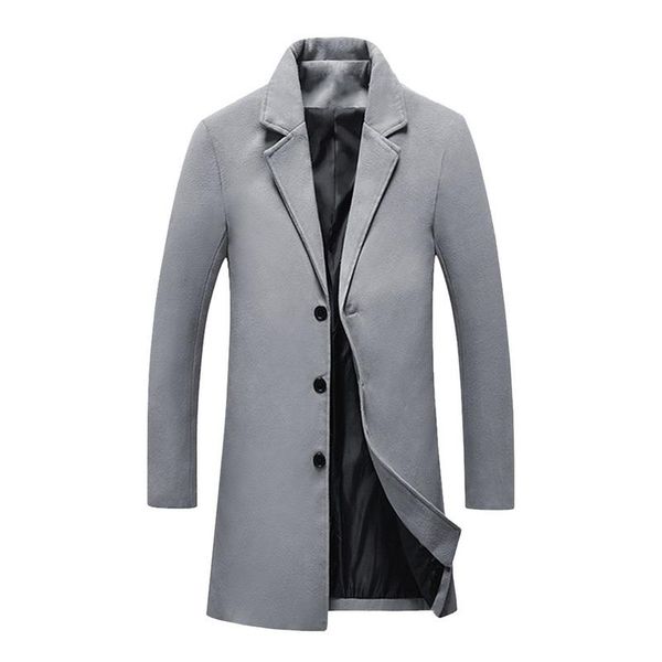 

men's wool & blends 2021 autumn winter long coat men warm black business overcoat mens stylish woolen jacket parka