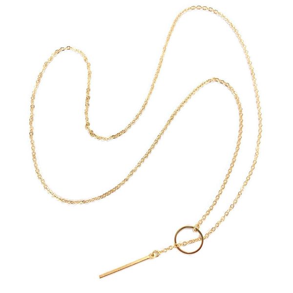 

design sense circle series necklace simple collarbone chain, Silver