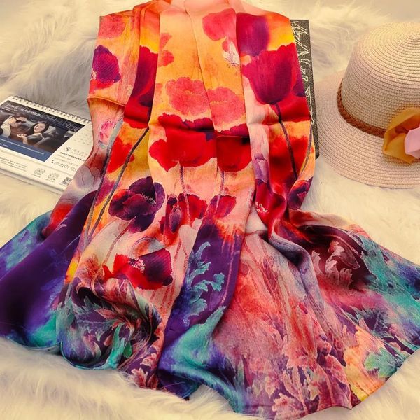 

dankeyisi nature long women luxury brand real scarf shawl silk scarves printed shawls beach cover-ups, Blue;gray