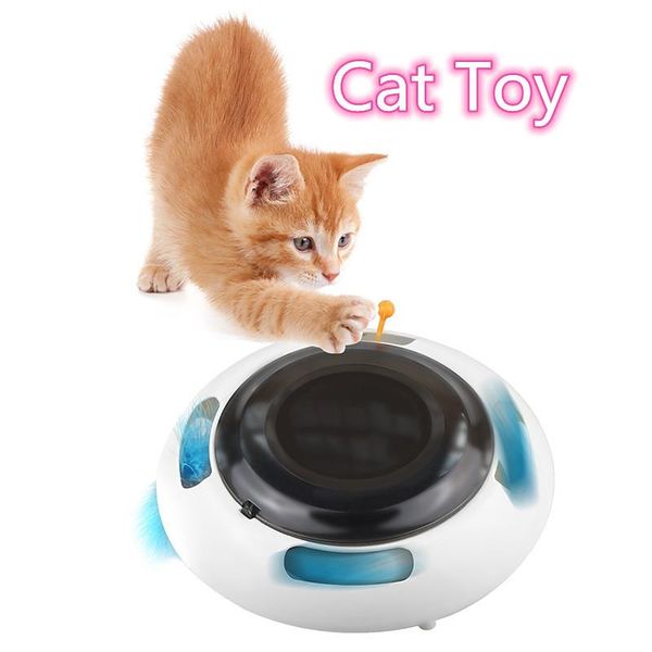 

cat toys ufo electric toy interactive automatic with feathers fun pet turning abs eco-friendly material