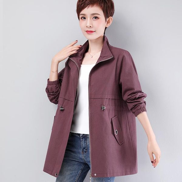 

women's jackets 2021 spring autumn long sleeve causal jacket fashion windbreaker famale basic coats zipper outwear plus size 4xl, Black;brown
