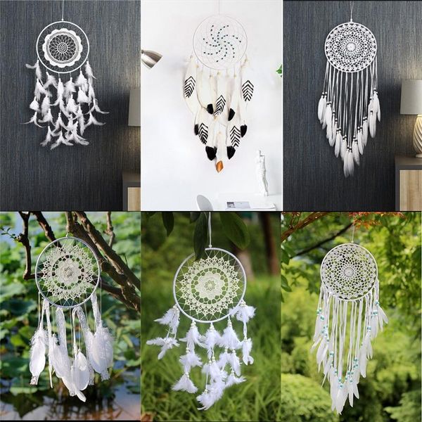 

fashion hanging decoration dream catcher white net with feather dreamcatcher girl heart presents room wall decor car ornament decorative obj