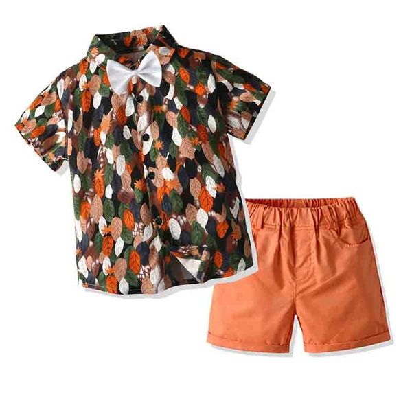 

clothing sets children summer set toddler kids baby boy gentleman clothes print shirt shorts 2pcs outfits, White