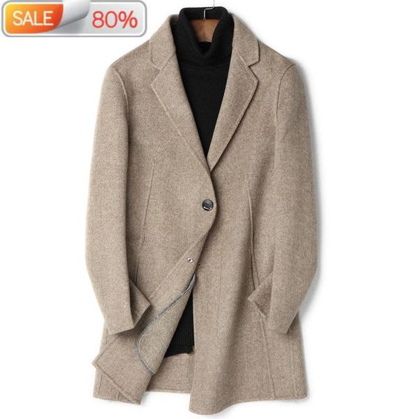 

men's wool & blends double-sided 100% coat men long jacket korean overcoat autumn mens coats and jackets abrigo hombre lm-1a101a b22253, Black