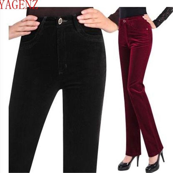 

women's pants & capris leisure trousers for women corduroy woman high waist straight with stripes autumn winter plus size 6xl, Black;white