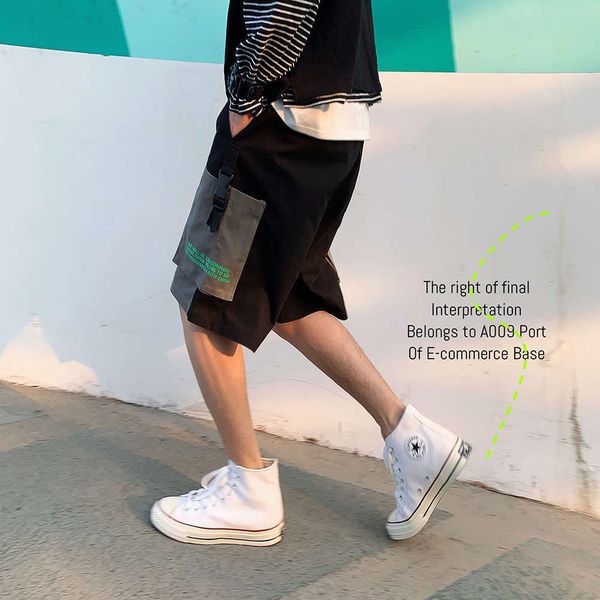

men's pants summer overalls casual trend loose young five division 0zgv, Black