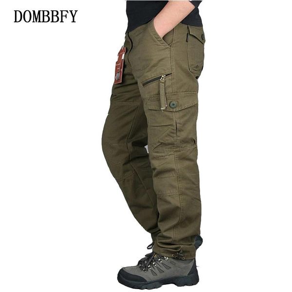 

men's pants military cargo men outwear multi pocket tactical army straight slacks trousers male overalls zipper 3xl, Black