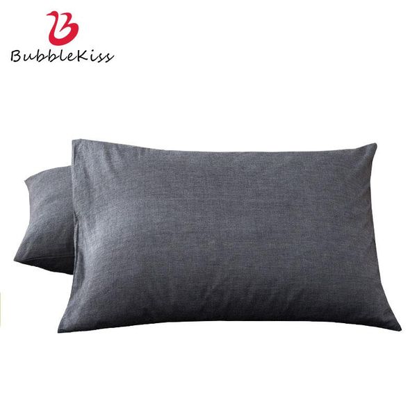

pillow case bubble kiss japanese style washed cotton pillowcase sofa bedroom decoration 48x74cm solid color cover 2pieces 2021