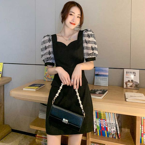 

same liangtian not bubble sleeve short drs slim waist show black party