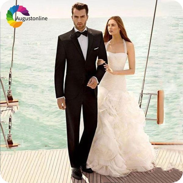 

custom made black men's classic suit for wedding beach slim fit groom tuxedo elegent male blazers 2 piece jacket pants ternos suits &, White;black