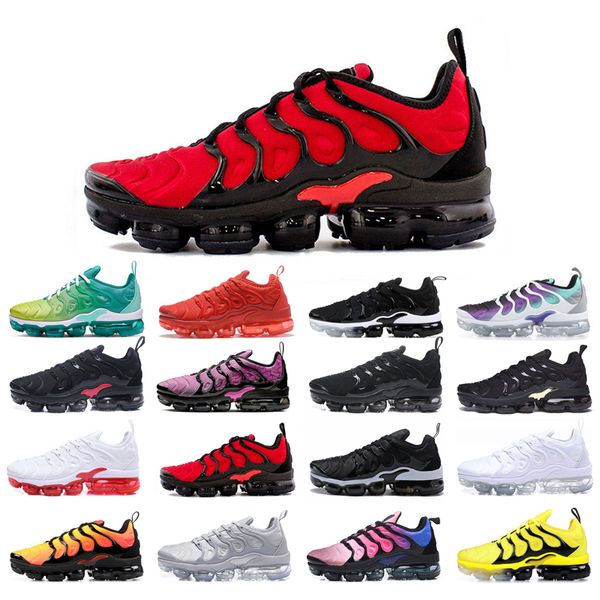 

plus running shoes mens womens triple white bumblebee bred core black dmp sunset blue fury zebra aurora green pink lemon lime cool grey size, White;red