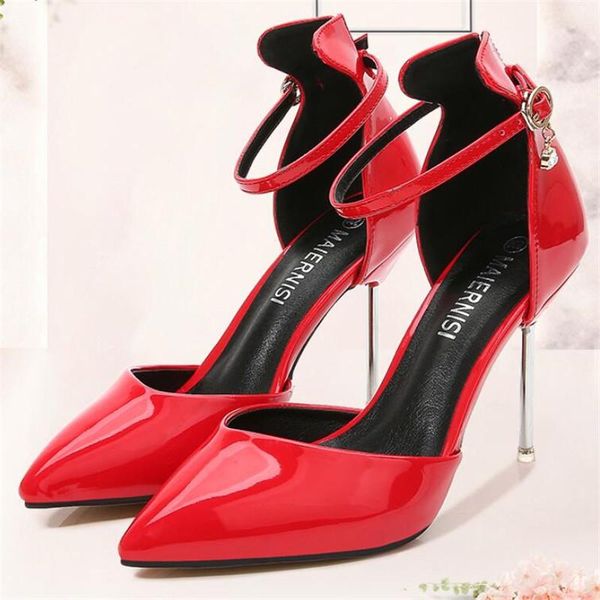 

dress shoes women's fashion show single banquet pointed 10cm metal stiletto heels large size 35-43 44, Black