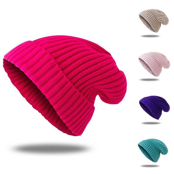 

beanie/skull caps women knitted winter hat female warm fur beanie girls solid bonnet beanies soft hats wool, Blue;gray