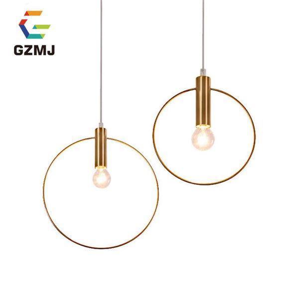 

modern copper gold circle round pendant lights led hanglamp home fixtures kitchen lampshade luminaire lamps