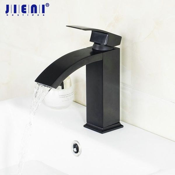 

bathroom sink faucets jieni waterfall spout basin torneira oil rubbed black bronze deck mount single handle faucet mixers taps