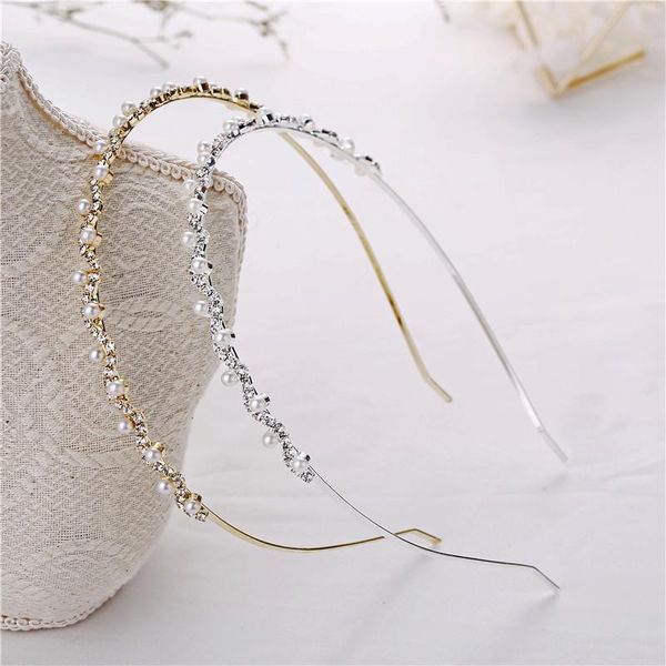 

hair accessories 1pcs diamond hairband women children inlaid pearl fashion bands headband gold silver girls headwear