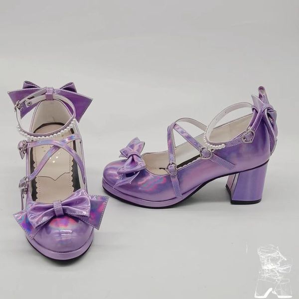 

dress shoes princess sweet lolita japanese muffin sole heightening lovely bow high heels laser anleishe001, Black