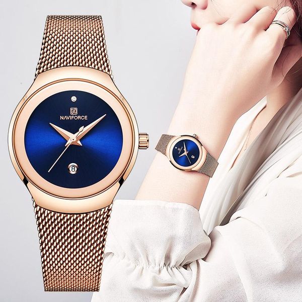 

wristwatches luxury watch women gold stainless steel waterproof fashion sport de marcas montre femme naviforce relogio feminino, Slivery;brown