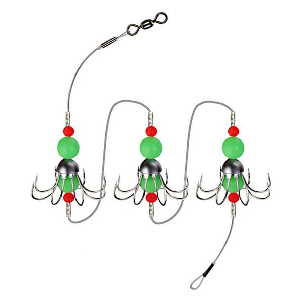 

fishing hooks stainless steel 8 barb luminous squid cuttlefish string fishhook set