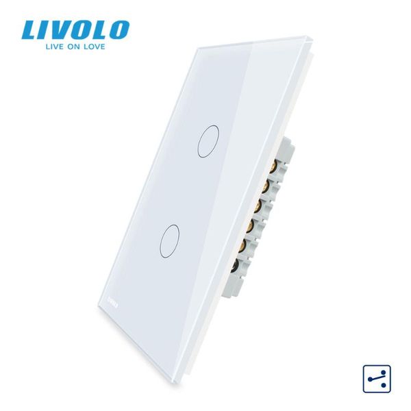 

smart home control livolo us standard c5 vertical wall touch screen light switch,2ways cross control,ac 110-250v,com wire interface