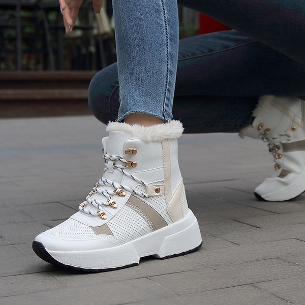 

winter new women boots snow boots fashion casual thick-soled shoes plus velvet warm cotton shoes comfortable non-slip tide women, Black