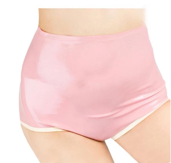 

women's panties women flashing opaque patent leather imitation pants shining plus size high waist pvc fetish club briefs, Black;pink