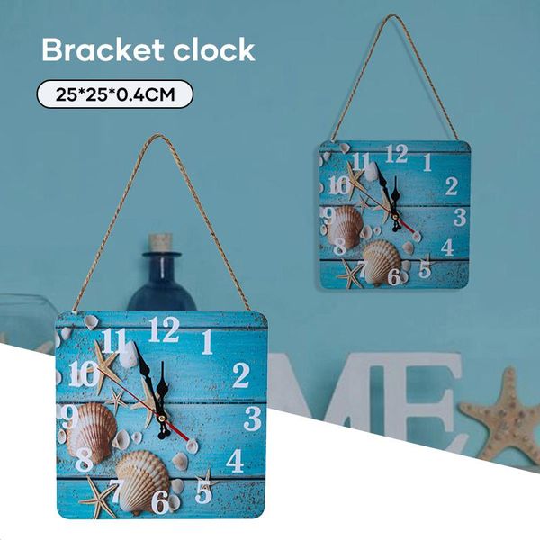 

wall clocks retro wooden clock shoulder bag shape square hanging with string for home bedroom silent scanning 25*25cm pi669