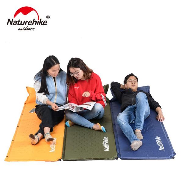 

outdoor pads naturehike sleeping mattress self-inflating pad portable bed with pillow camping mat single person foldable nh15q002-d