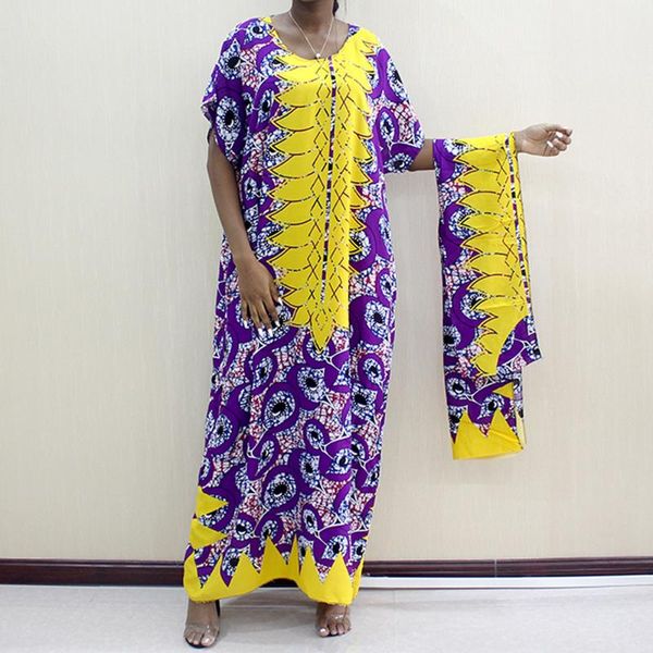 

ethnic clothing dresses for women dashiki cotton multicolored print selling loose short sleeves hedging maxi robe with scarf, Red