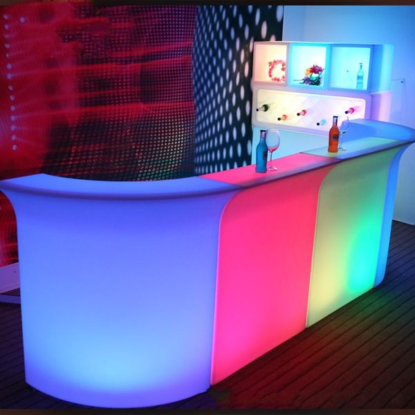 Novo luminoso LED Bar Counter Recarregável Rundbar LED Bartresen Mobiliário Mobiliário Mudando Clube Clube Garçom Conjuntos para Barras de Casamento Festa de discoteca