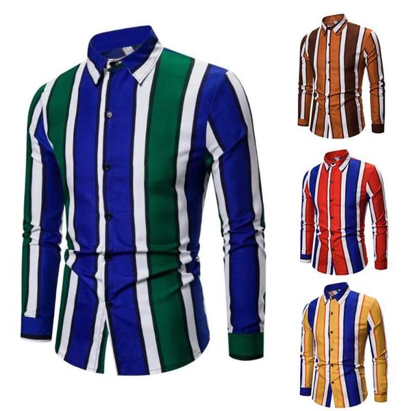 

men's casual shirts striped shirt dress business long sleeve blouse camisa masculina streetwear n8jl, White;black