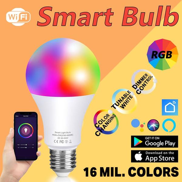 

bulbs wifi smart home rgb e27 b22 bulb app control work with alex or ir remoter controller colorful luminaria bombilla inteligente