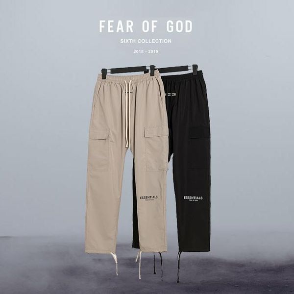 

casual straight trouser men's streetwear multiple pocket elasticity military tacitcal trousers men slim fat cargo pants, Black