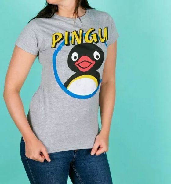 

official women's classic pingu grey marl fitted t-shirt, White;black