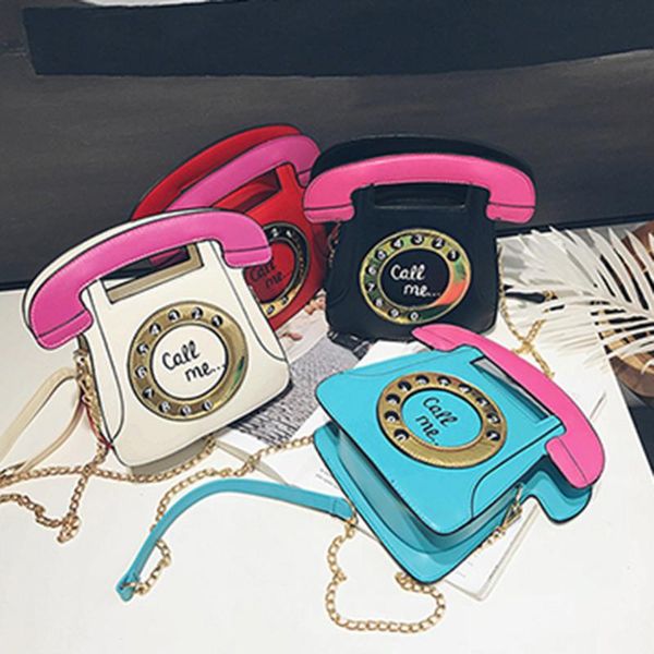 

evening bags women pu leather simulated telephone shoulder bag leisure girls cartoon small chain handbags outdoor shopping