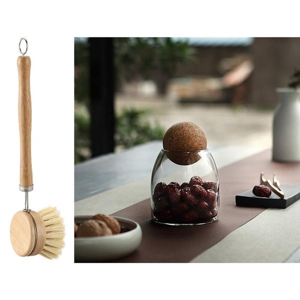 

long handle pan pot brush dish bowl washing cleaning & 1 pcs 500ml ball glass bottle storage tank bottles jars