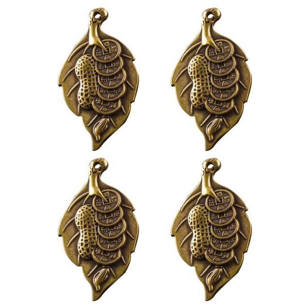 

gift wrap 4pcs brass keychain hanging decor leaf design decoration retro pendent